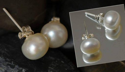 Sterling silver white pearls earrings