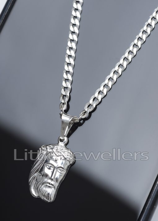 Sterling Silver Face of Jesus Pendant & chain