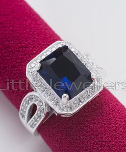 Sterling Silver Beautiful Sapphire Engagement Ring