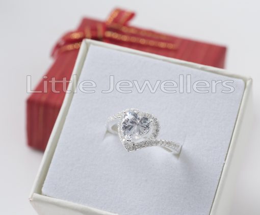 Sterling Silver Heart Engagement Ring