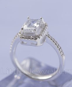 Silver Square Shaped Engagement ring