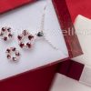 Sterling Silver Cz Garnet Necklace Set