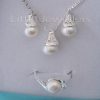 Sterling Silver pearl Necklace Set with a ring