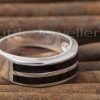 A Silver Black Stripped Men's Ring