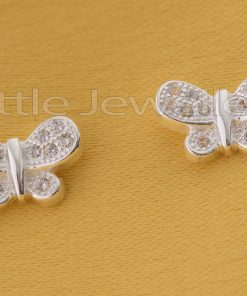 Sterling Silver Cz Butterfly Studs Earrings