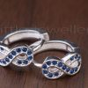 Sterling Silver Cz Blue infinity Loop Earrings
