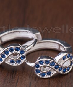 Sterling Silver Cz Blue infinity Loop Earrings