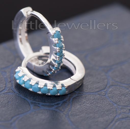 Sterling Silver Blue Cz Loop Earrings
