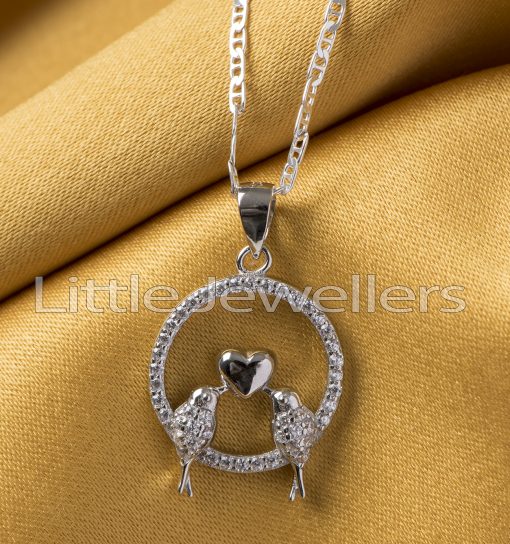 Sterling Silver Love Birds Necklace