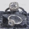 A brilliant sterling Square Halo cubic zarconia Engagement Ring