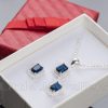 This lovely sterling silver cz sapphire earring and necklace set will captivate and enchant her.