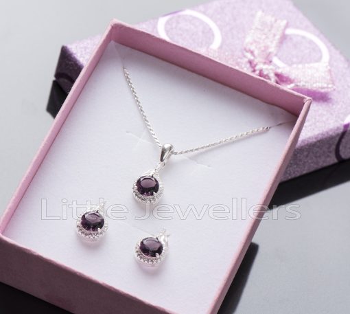 Dare to dazzle with this radiant cz amethyst necklace set