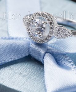 A brilliant silver halo style Engagement ring