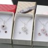 Silver 925 beautiful detailed heart shaped necklace with stud earrings