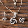 Sterling silver black floral necklace set