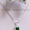 Birthstone Silver Emerald Necklace Set