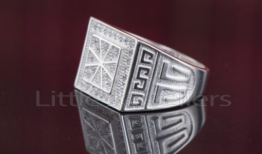 Micro-Paved Sterling Silver Male Ring