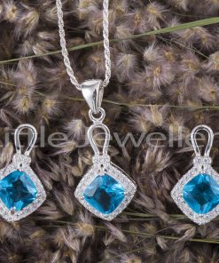 Aquamarine earrings and necklace set