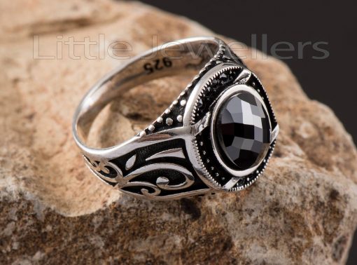 Oxidized Silver Male Ring