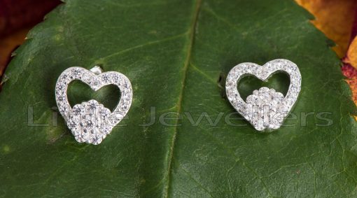 A gorgeous pair of heart shaped silver stud earrings