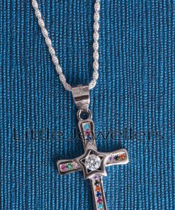 multicolored cross necklace
