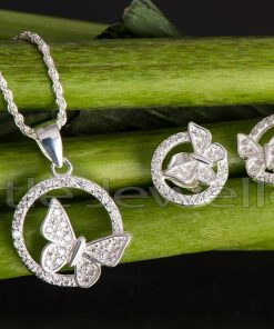 Sterling silver butterfly necklace set, suitable gift for any occasion