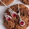 A striking red pure silver necklace set