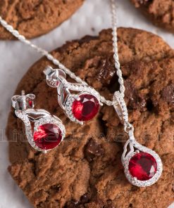 A striking red pure silver necklace set
