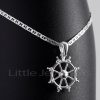 A well-detailed nautical ship wheel pendant that comes complete with a silver anchor Chain
