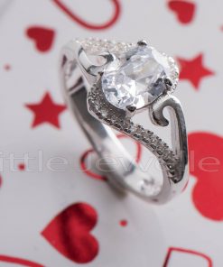 Sterling Silver Oval Shaped Engagement Ring