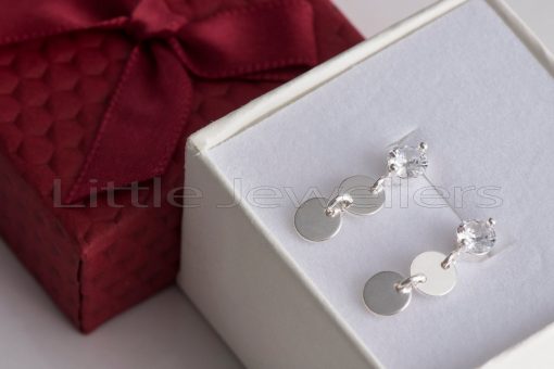 Delicate & minimal cubic zarconia silver drop earrings
