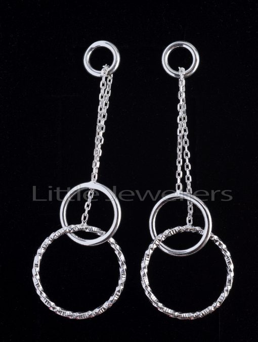 drop earrings with a double silver chain