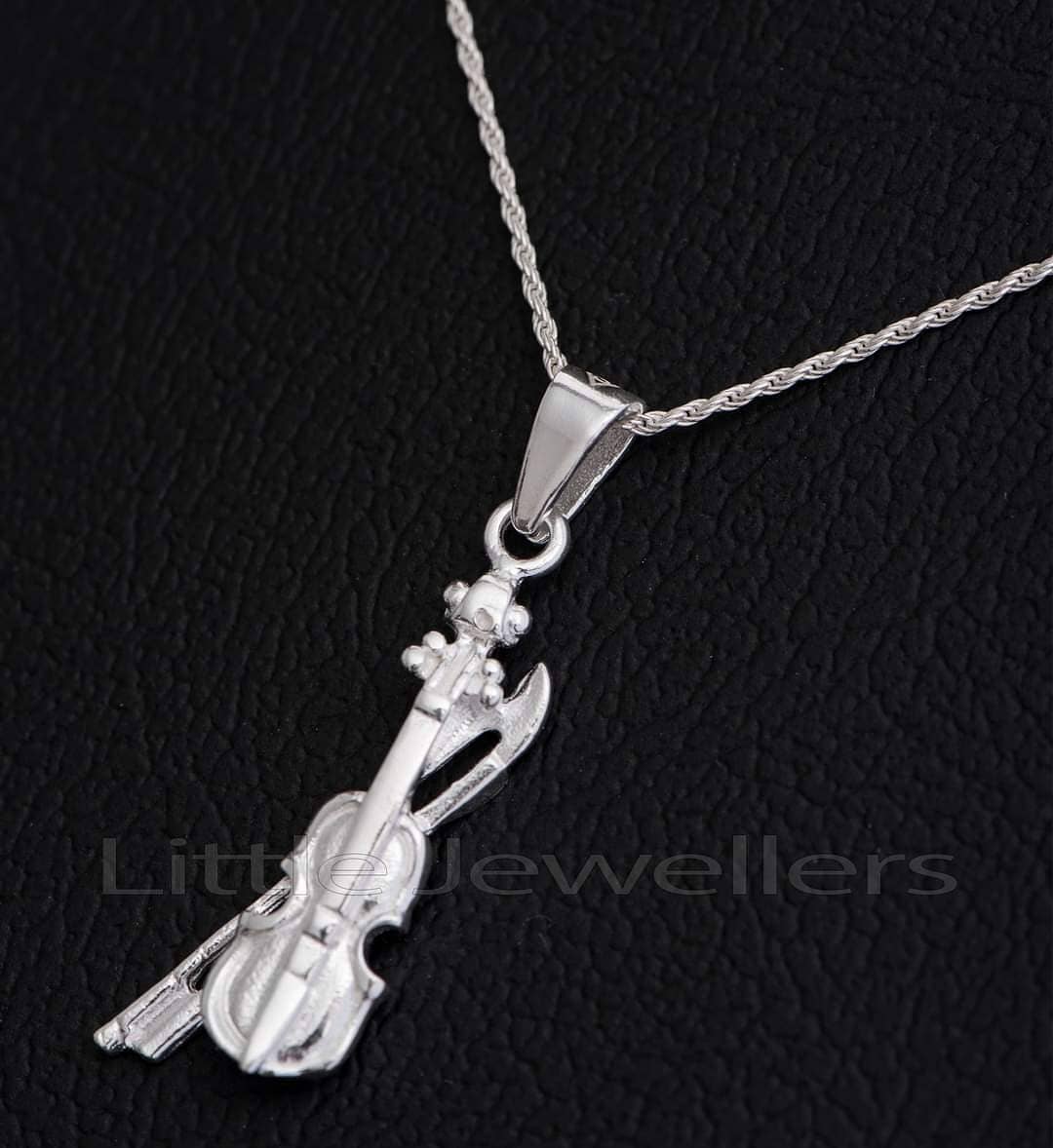 silver violin pendant