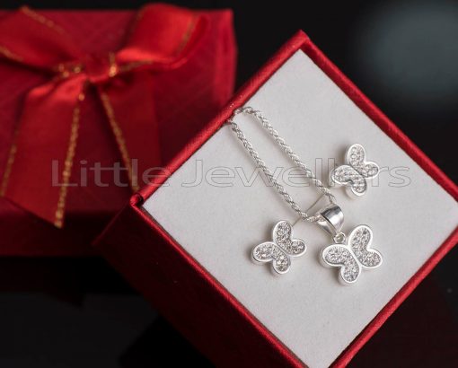 A delightful butterfly necklace & matching earring set.