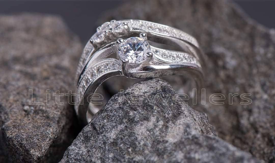 Sterling Silver Double Engagement Ring