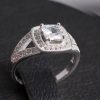 A meticulously crafted Halo design splint shank engagement ring