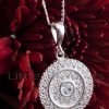 A fashionable and very luxurious cubic zirconia round pendant necklace.