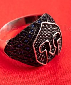 A Solid 925 Silver Spartan Warrior Helmet Design Ring