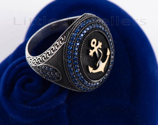 Sterling Silver Nautical Anchor Ring For Men.