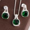 emerald green Cubic Zirconia stones earring and necklace set