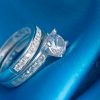 Sterling silver bridal engagement ring set