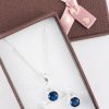A deep blue cz sapphire necklace set that is elegant and fashionable