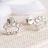 Sparkle and shine with this hypoallergenic silver crown earrings