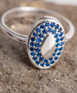 silver cz sapphire casual ring