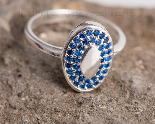 silver cz sapphire casual ring