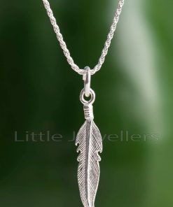 A beautifully crafted sterling silver feather pendant necklace