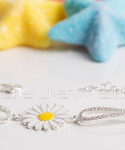 engravable bracelet with a mini sunflower