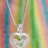 A sparkling sterling silver heart shaped cubic zirconia pendant necklace for women.