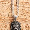 oxidized lion head pendant 