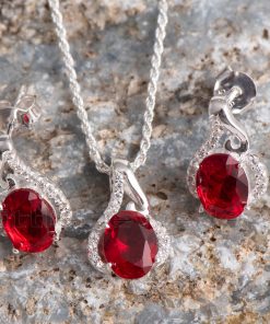 Red Ruby Stone Necklace Set